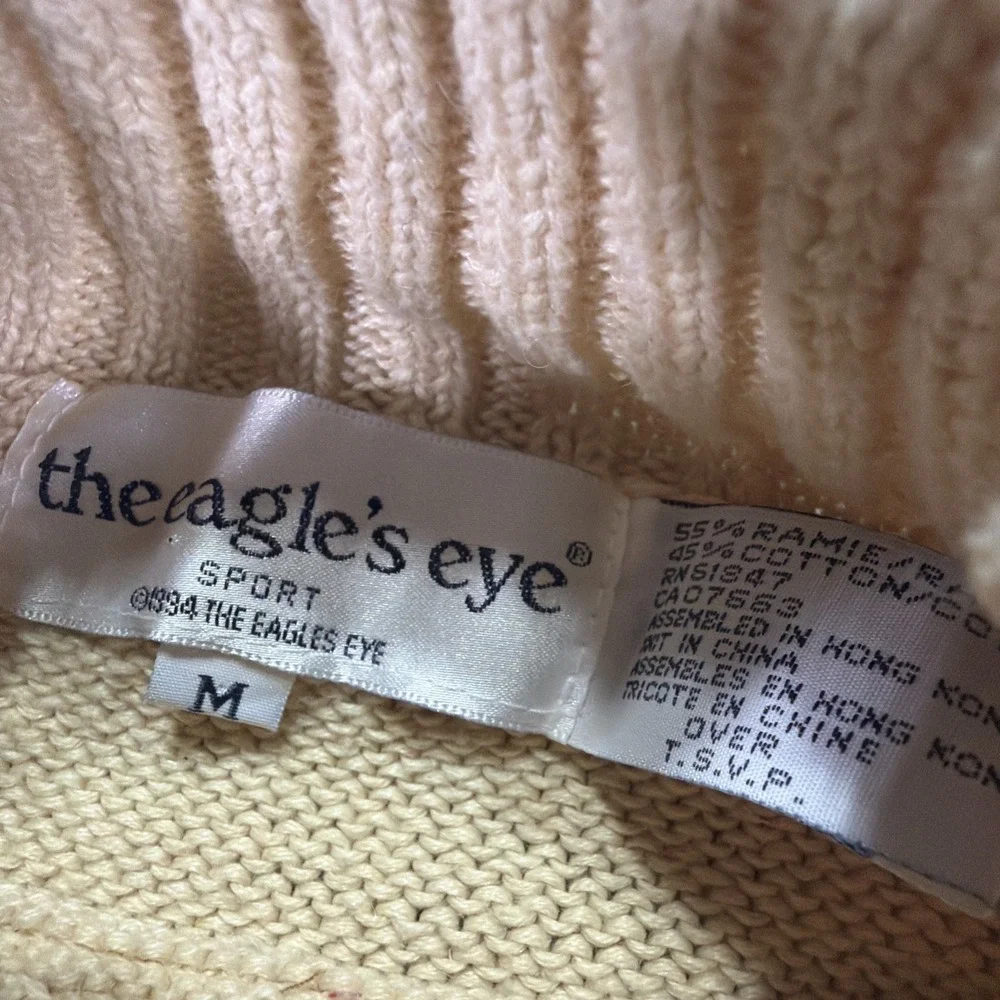 Vintage Southwest Aztec Fringe Eagle Eye Turtle Neck Sweater 1994 Classic